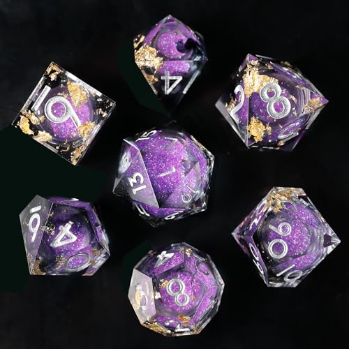Liquid Core DND Würfel Set 7pcs, Treibsand Polyeder Kunstharz Würfel mit Scharfen Kanten für Dungeons und Dragons, RPG D20 D12 D10 D8 D6 D4 Würfel, Goldfolie Thematisch D&D Rollenspiel Würfel Liquid Core DND Würfel Set 7pcs, Treibsand Polyeder Kunstharz Würfel mit Scharfen Kanten für Dungeons und Dragons, RPG D20 D12 D10 D8 D6 D4 Würfel, Goldfolie Thematisch D&D Rollenspiel Würfel von Elifel