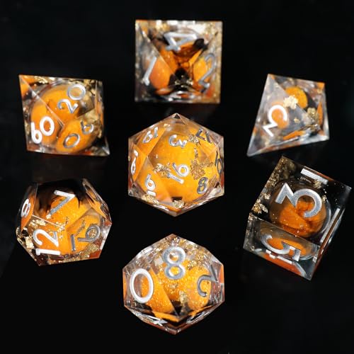 Liquid Core DND Würfel Set 7pcs,Treibsand Polyeder Kunstharz Würfel mit Scharfen Kanten für Dungeons und Dragons,RPG D20 D12 D10 D8 D6 D4 Würfel, Koi Fisch Ozean Thematisch D&D Rollenspiel Würfel Liquid Core DND Würfel Set 7pcs,Treibsand Polyeder Kunstharz Würfel mit Scharfen Kanten für Dungeons und Dragons,RPG D20 D12 D10 D8 D6 D4 Würfel, Koi Fisch Ozean Thematisch D&D Rollenspiel Würfel von Elifel