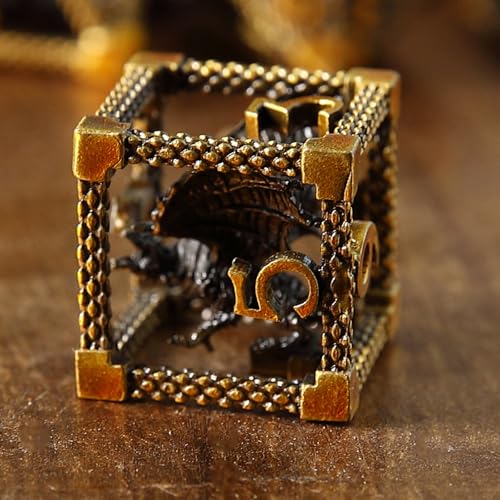 Metall DND Würfel Set 7 Hohler 3D Drache DND Würfel Hohl Polyeder Würfel D20 D12 D10 D% D8 D6 D4 für Dungeons & Dragons RPG Brettspiele Tischspiele RPG MTG Spiele von Elifel