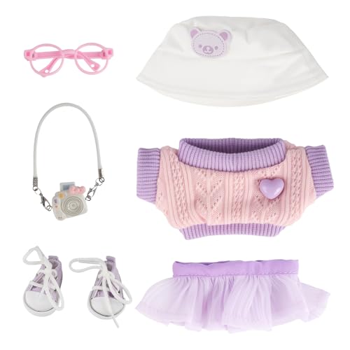 Plüsch Puppenkleidung - Kleidung Set Violett, Bekleidung Für Plüsch 17 cm, Hut, Brille, Kamera, Top, Kleid, Schuhe, Puppe Kleidung Box Monster Outfit Anhänger Doll Zubehör Plüsch Puppenkleidung - Kleidung Set Violett, Bekleidung Für Plüsch 17 cm, Hut, Brille, Kamera, Top, Kleid, Schuhe, Puppe Kleidung Box Monster Outfit Anhänger Doll Zubehör von EliphonTowne