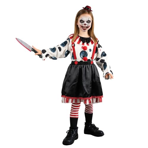 Clown-Halloween-Kostüme für Mädchen – Horror-Killer-Kostüm für Mädchen, niedliches blutiges gruseliges Kostüm für Kinder, Damen, Teenager, Halloween-Kleid, gruseliger Karneval verkleiden sich -140 Clown-Halloween-Kostüme für Mädchen – Horror-Killer-Kostüm für Mädchen, niedliches blutiges gruseliges Kostüm für Kinder, Damen, Teenager, Halloween-Kleid, gruseliger Karneval verkleiden sich -140 von EliphonTowne