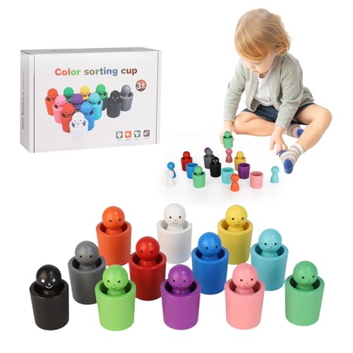 EliphonTowne Farbklassifikationsbecher, hölzernes Lernklassifikationsspielzeug, Kinderfarberkennungsspielzeug, passendes Spielfarbklassifikationsspielzeug für kleine Kinder EliphonTowne Farbklassifikationsbecher, hölzernes Lernklassifikationsspielzeug, Kinderfarberkennungsspielzeug, passendes Spielfarbklassifikationsspielzeug für kleine Kinder von EliphonTowne