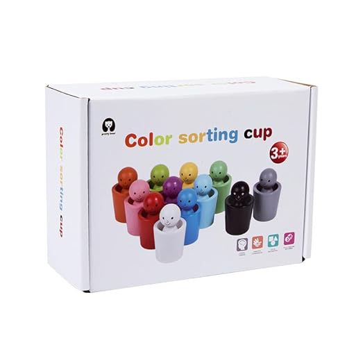 EliphonTowne Farbklassifikationsbecher, hölzernes Lernklassifikationsspielzeug, Kinderfarberkennungsspielzeug, passendes Spielfarbklassifikationsspielzeug für kleine Kinder von EliphonTowne