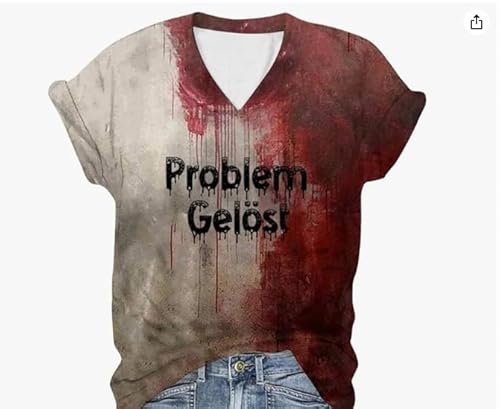 Problem Gelöst T Shirt - Gruselig Halloween Damen T-shirt, Kostüm Top Shirt, Blutige Hände Blutspritzer Design, Kurzarm V-Ausschnitt Shirt, Horror Kostüm für Frauen-M Problem Gelöst T Shirt - Gruselig Halloween Damen T-shirt, Kostüm Top Shirt, Blutige Hände Blutspritzer Design, Kurzarm V-Ausschnitt Shirt, Horror Kostüm für Frauen-M von EliphonTowne