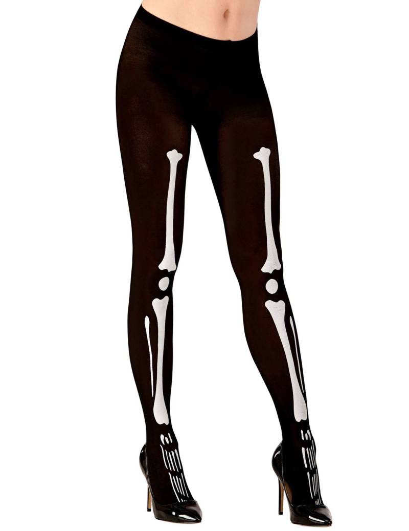 Skelett Knochen Strumpfhose schwarz-weiß von WIDMANN