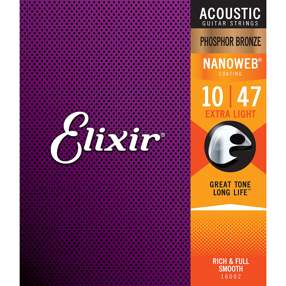 Elixir Nanoweb Phosphor Bronze Extra Light .010-047 Saiten Elixir Nanoweb Phosphor Bronze Extra Light .010-047 Saiten von Elixir