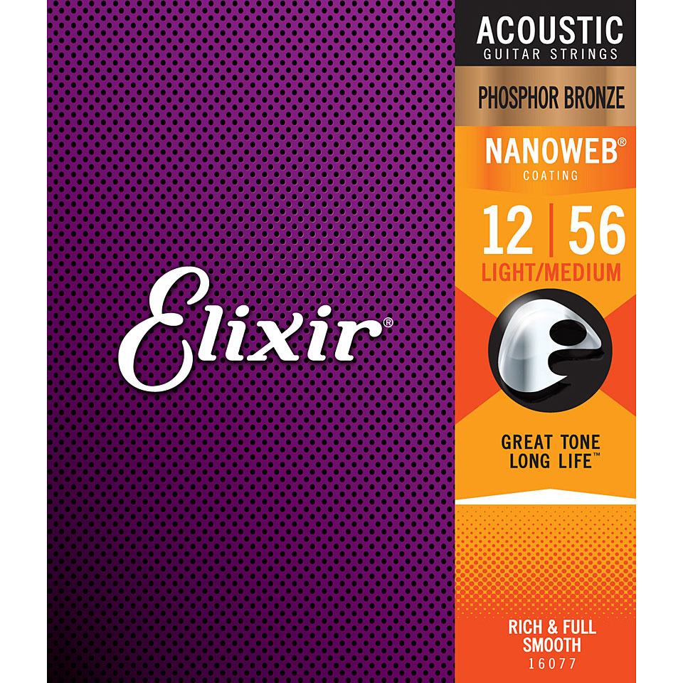Elixir Nanoweb Phosphor Bronze Light-Medium .012-056 Saiten Elixir Nanoweb Phosphor Bronze Light-Medium .012-056 Saiten von Elixir
