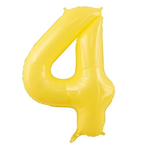 Elizakumi Gelb Folienballon 4, Luftballon Zahl 4th Ballon Zahl, Geburtstag Helium Zahlenballon 4 Gelb / 40 Zoll von Elizakumi