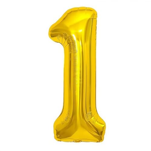 Elizakumi Gold Nummer 1 Luftballon Zahl 1th Ballon Zahl Für Fraue Jungen Männer Mädchen, Geburtstag Helium FolienBallon Zahlenballon 1 Gold / 40 Zoll von Elizakumi