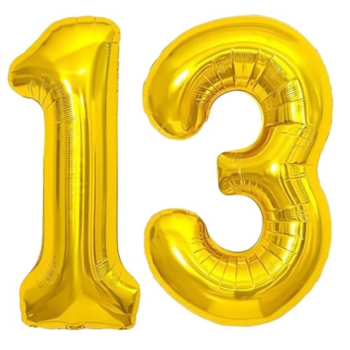 Elizakumi Gold Nummer Ballon 13/31 Luftballon Zahl 13th 31th Ballon Zahl Für Fraue Jungen Männer Mädchen, Geburtstag Helium FolienBallon Zahlenballon 13/31 Gold / 40 Zoll von Elizakumi