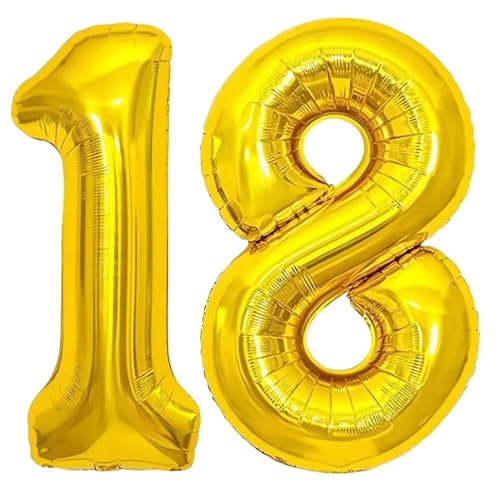Elizakumi Gold Nummer Ballon 18/81 Luftballon Zahl 18th 81th Ballon Zahl Für Fraue Jungen Männer Mädchen, Geburtstag Helium FolienBallon Zahlenballon 18/81 Gold / 40 Zoll von Elizakumi