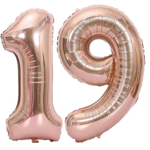 Elizakumi Rosegold Nummer Ballon 19/91 Luftballon Zahl 19th 91th Ballon Zahl Für Fraue Jungen Männer Mädchen, Geburtstag Helium FolienBallon Zahlenballon 19/91 Rosegold / 40 Zoll von Elizakumi