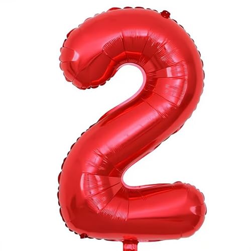 Elizakumi Rot Folienballon 2, Luftballon Zahl 2th Ballon Zahl, Geburtstag Helium Zahlenballon 2 Rot / 40 Zoll von Elizakumi