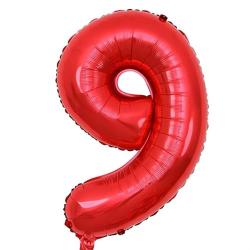 Elizakumi Rot Nummer 9 Luftballon Zahl 9th Ballon Zahl Für Männer Mädchen, Geburtstag Helium Folienballon Zahlenballon 9 Rot / 40 Zoll von Elizakumi