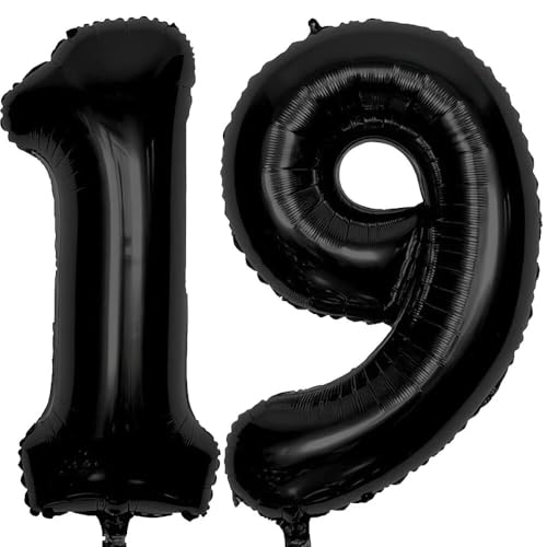 Elizakumi Schwarz Nummer Ballon 19/91 Luftballon Zahl 19th 91th Ballon Zahl Für Fraue Jungen Männer Mädchen, Geburtstag Helium FolienBallon Zahlenballon 19/91 Schwarz / 40 Zoll von Elizakumi