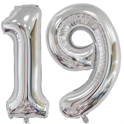 Elizakumi Silber Nummer Ballon 19/91 Luftballon Zahl 19th 91th Ballon Zahl Für Fraue Jungen Männer Mädchen, Geburtstag Helium FolienBallon Zahlenballon 19/91 Silber / 40 Zoll von Elizakumi