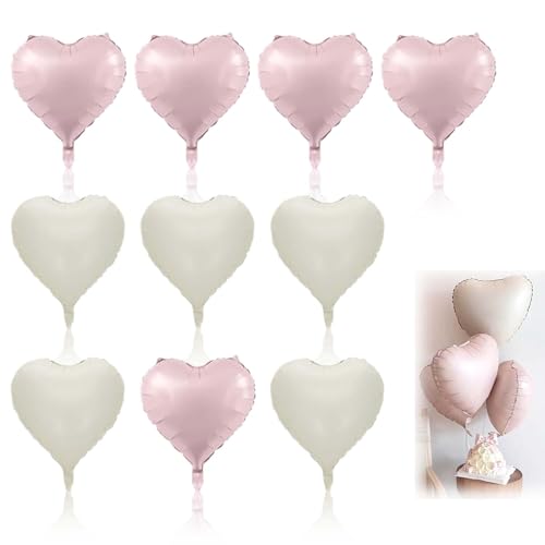 10 Stück Liebesballons, 45,7 cm, cremeweiß, Babyrosa, Herzform, Folienballons, Partydekorationen für Hochzeit, Antrag, Valentinstag, Party, Jahrestag 10 Stück Liebesballons, 45,7 cm, cremeweiß, Babyrosa, Herzform, Folienballons, Partydekorationen für Hochzeit, Antrag, Valentinstag, Party, Jahrestag von Elkuaie