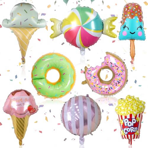 8 Stück Luftballons Geburtstag, Folienballons Kinder süße Heliumballons, Eis, Donuts, Süßigkeiten, Popcorn, Partydekorationen, Luftballons, Sommerpartydekorationen 8 Stück Luftballons Geburtstag, Folienballons Kinder süße Heliumballons, Eis, Donuts, Süßigkeiten, Popcorn, Partydekorationen, Luftballons, Sommerpartydekorationen von Elkuaie
