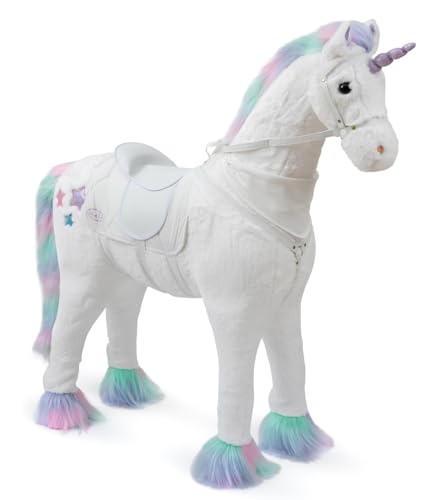 ELLA & PIET® Großes XXL Stehpferd Einhorn Snow mit Sattel (Weiß-Pastell) Steheinhorn Standpferd von Ella & Piet