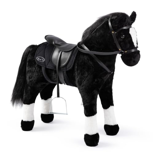 ELLA & PIET® Kleines Stehpferd Amber mit Sattel und Steigbügel (Schwarz) Standpferd Pferd Pony von Ella & Piet