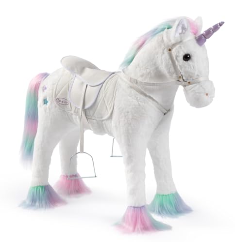 ELLA & PIET® Kleines Stehpferd Einhorn Sky mit Sattel und Steigbügel (Weiß-Pastell) Pony Standpferd von Ella & Piet