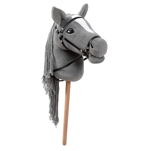 Ella & Piet® Großes Hobby Horse Pferd Stormy mit Aufbewahrungsbeutel Steckenpferd Springpferd Spielpferd weicher Plüsch Größe wie A3 (Grau) von Ella & Piet