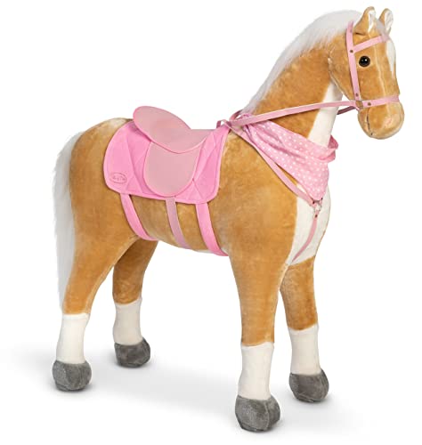 Ella & Piet® Großes XXL Stehpferd Stella mit Sattel 105 cm - Beige/Rosa - Standpferd Pferd Reitpferd von Ella & Piet