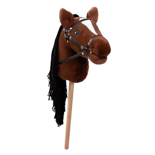 Ella & Piet® Hobby Horse Pferd Tornado mit Trense und Aufbewahrungsbeutel Steckenpferd Springpferd Spielpferd weicher Plüsch Größe wie A4 (Braun) von Ella & Piet
