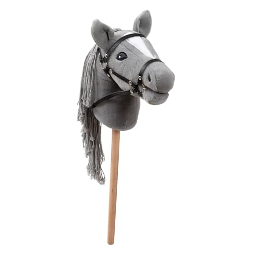 Ella & Piet® Hobby Horse Pferd Smokey mit Trense und Aufbewahrungsbeutel Steckenpferd Springpferd Spielpferd weicher Plüsch Größe wie A4 (Grau) von Ella & Piet