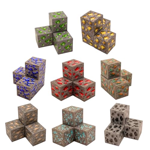 Ellafun MyWorld Magnetische Bausteine – 32 Teile – Mineralbau – Montesorri Spielzeug ab 3 Jahren für Jungen und Mädchen – kreieren Sie Ihre eigene Welt von Ellafun