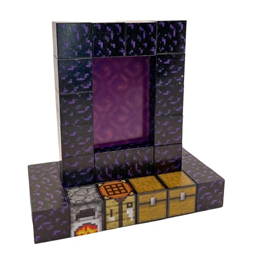 Ellafun MyWorld Magnetische Bausteine – 32 Teile – Nether-Portalkonstruktion – Montesorri Spielzeug ab 3 Jahren für Jungen und Mädchen – Kreieren Sie Ihre eigene Welt von Ellafun