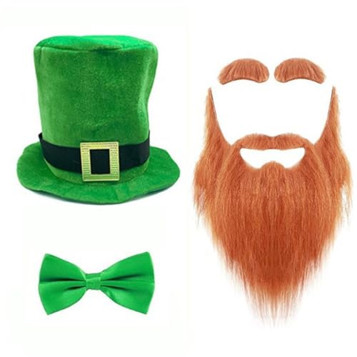 Elnwnnkc Bart- und Zylinder-Fliege, Kostüm-Set für StPatrick Day, Feiertagsrequisiten, irischer Nationalfeiertag, Festival, Zubehör Elnwnnkc Bart- und Zylinder-Fliege, Kostüm-Set für StPatrick Day, Feiertagsrequisiten, irischer Nationalfeiertag, Festival, Zubehör von Elnwnnkc
