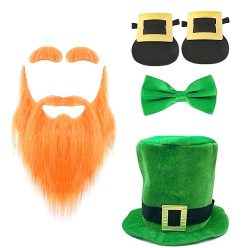 Elnwnnkc Bart- und Zylinder-Fliege, Kostüm-Set für StPatrick Day, Feiertagsrequisiten, irischer Nationalfeiertag, Festival, Zubehör Elnwnnkc Bart- und Zylinder-Fliege, Kostüm-Set für StPatrick Day, Feiertagsrequisiten, irischer Nationalfeiertag, Festival, Zubehör von Elnwnnkc
