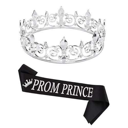 Elnwnnkc Party-Kronen mit Schärpen für Männer und Frauen, Geburtstag, König, Strass, Krone, Schulterwickel-Set, Abendparty, Requisiten von Elnwnnkc
