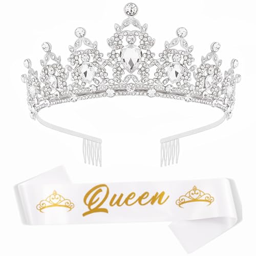 Elnwnnkc Party-Kronen mit Schärpen für Männer und Frauen, Geburtstag, König, Strass, Krone, Schulterwickel-Set, Abendparty, Requisiten Elnwnnkc Party-Kronen mit Schärpen für Männer und Frauen, Geburtstag, König, Strass, Krone, Schulterwickel-Set, Abendparty, Requisiten von Elnwnnkc