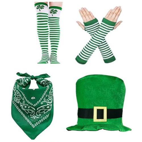 Irischer Nationalfeiertag, Kostüm, grünes Kleeblatt, große Mütze, Socken, Armärmel, Kostüm-Set für Feiertage, Veranstaltungen Irischer Nationalfeiertag, Kostüm, grünes Kleeblatt, große Mütze, Socken, Armärmel, Kostüm-Set für Feiertage, Veranstaltungen von Elnwnnkc