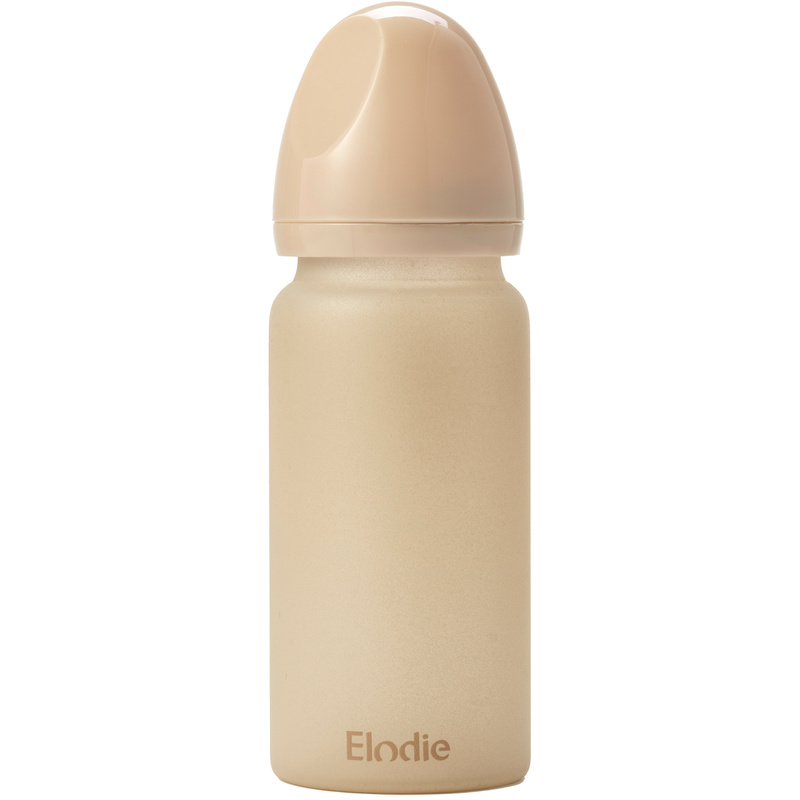 Glas-Babyflasche HUNGRY (250ml) in pure khaki von Elodie Details