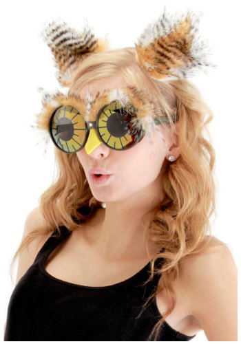 elope Kostüm mit Weisen Eulenohren, Stirnband und Greifvogel, Eule Augen, Brille, Kostüm-Set, gelb, Standard von Elope
