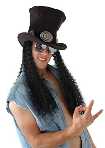 Elope Superstar Hardrock Hut mit Haarteil - Einheitsgröße Elope Superstar Hardrock Hut mit Haarteil - Einheitsgröße von Elope