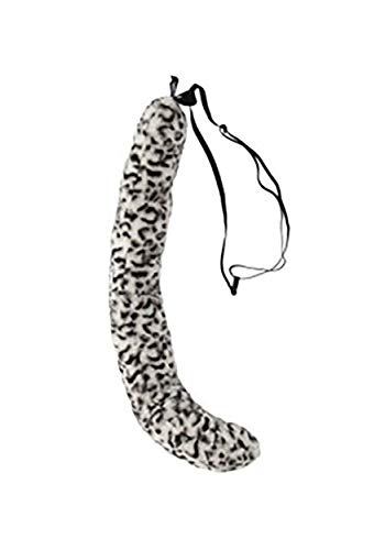Elope Schneeleopard Plüsch-Kostümschwanz für Erwachsene und Kinder, Braun / Weiß, Einheitsgröße 66 cm, Kostümschwanz, Tier, Halloween, Wackelschwanz-Funktion beim Gehen von Elope