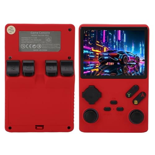 Elprico Retro Handheld Game Console, 3,5 -Zoll -Bildschirm Tragbarer Videospielspieler mit 256 GB Speicher für Reisespiele (Rot) von Elprico