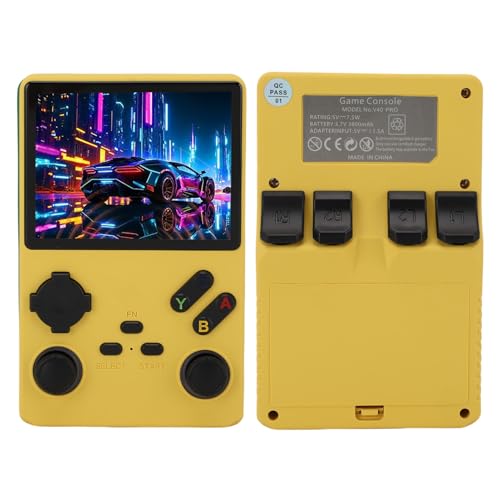 Elprico Retro Handheld Game Console, 3,5 -Zoll -Bildschirm Tragbarer Videospielspieler mit 256 GB Speicher für Reisespiele (Yellow) von Elprico