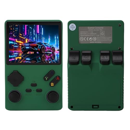 Elprico Retro Handheld Game Console, 3,5 -Zoll -Bildschirm Tragbarer Videospielspieler mit 256 GB Speicher für Reisespiele (dunkelgrün) von Elprico