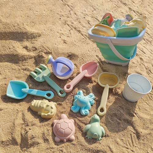 Strandspielzeug-Set für Kinder, 11-teiliges Sandspielzeug mit Eimer und Schaufeln, Interaktives Kinder-Sandspielzeug für Strandparty-Sommeraktivitäten (BLUE) von Elprico