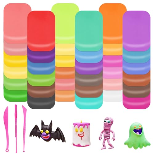 Elsrantor 36 Farben Knete Set, Modelliermasse Lufttrocknend, Lufttrocknender Ton, Polymer Clay, Lufttrocknende Kinderknete, Modelliermasse-Set, Geschenk für Jungen und Mädchen im Alter von 3-12 Jahren Elsrantor 36 Farben Knete Set, Modelliermasse Lufttrocknend, Lufttrocknender Ton, Polymer Clay, Lufttrocknende Kinderknete, Modelliermasse-Set, Geschenk für Jungen und Mädchen im Alter von 3-12 Jahren von Elsrantor