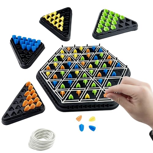 Elsrantor Ketten Dreieck Schachspiel, Triangle Brettspiele mit Gummibänder, Chain Triggle Spiel, Puzzle Checkers Spiel, Kettendreieck Schachspiel, Dreiecksschach, Dreiecksbrettspiel, für 2-4 Personen Elsrantor Ketten Dreieck Schachspiel, Triangle Brettspiele mit Gummibänder, Chain Triggle Spiel, Puzzle Checkers Spiel, Kettendreieck Schachspiel, Dreiecksschach, Dreiecksbrettspiel, für 2-4 Personen von Elsrantor