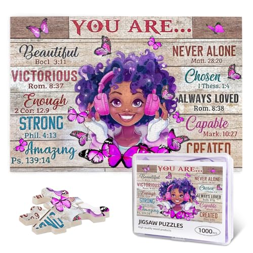 Afroamerikanische Puzzles für Erwachsene, 1000 Teile, Afro-schwarze Frauen, Puzzle, inspirierende Zitate, Bibelvers, Holzpuzzle für Familienaktivitäten, lustige Spiele Afroamerikanische Puzzles für Erwachsene, 1000 Teile, Afro-schwarze Frauen, Puzzle, inspirierende Zitate, Bibelvers, Holzpuzzle für Familienaktivitäten, lustige Spiele von EluteFpme