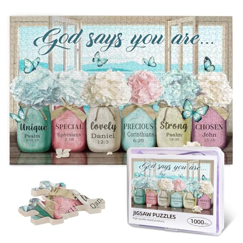 Christliche Puzzles 1000 Teile Religiöse Bibelversen Puzzle für Erwachsene God Says You Are Puzzles Inspirational Challenging Wooden Puzzles for Family Unzip Game Christliche Puzzles 1000 Teile Religiöse Bibelversen Puzzle für Erwachsene God Says You Are Puzzles Inspirational Challenging Wooden Puzzles for Family Unzip Game von EluteFpme