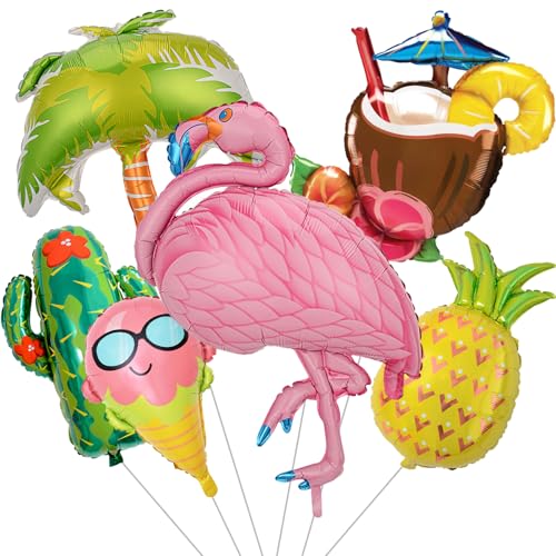 6 Stück Hawaii Party Dekorations Ballons,Hawaii Folienballons Große Flamingo Ballons Tropische Partyballons Aluminiumballons,Aloha Partyballons für Sommer Strandgeburtstagspartys 6 Stück Hawaii Party Dekorations Ballons,Hawaii Folienballons Große Flamingo Ballons Tropische Partyballons Aluminiumballons,Aloha Partyballons für Sommer Strandgeburtstagspartys von Embhlitfe