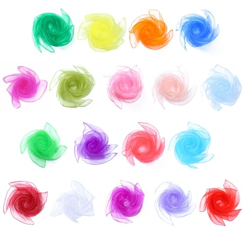 Embhlitfe 18 Stück Jongliertücher, Seidentücher zum Tanzen, 70 x 70 cm Bunte Chiffon Tücher, Bunte Tücher für Kindergarten Kindershow & Erwachsene Sensorisches Jonglieren Tanzen Zubehör Dekoration von Embhlitfe